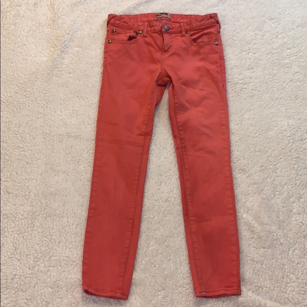 Free People Orange Coral Skinny Jeans 27